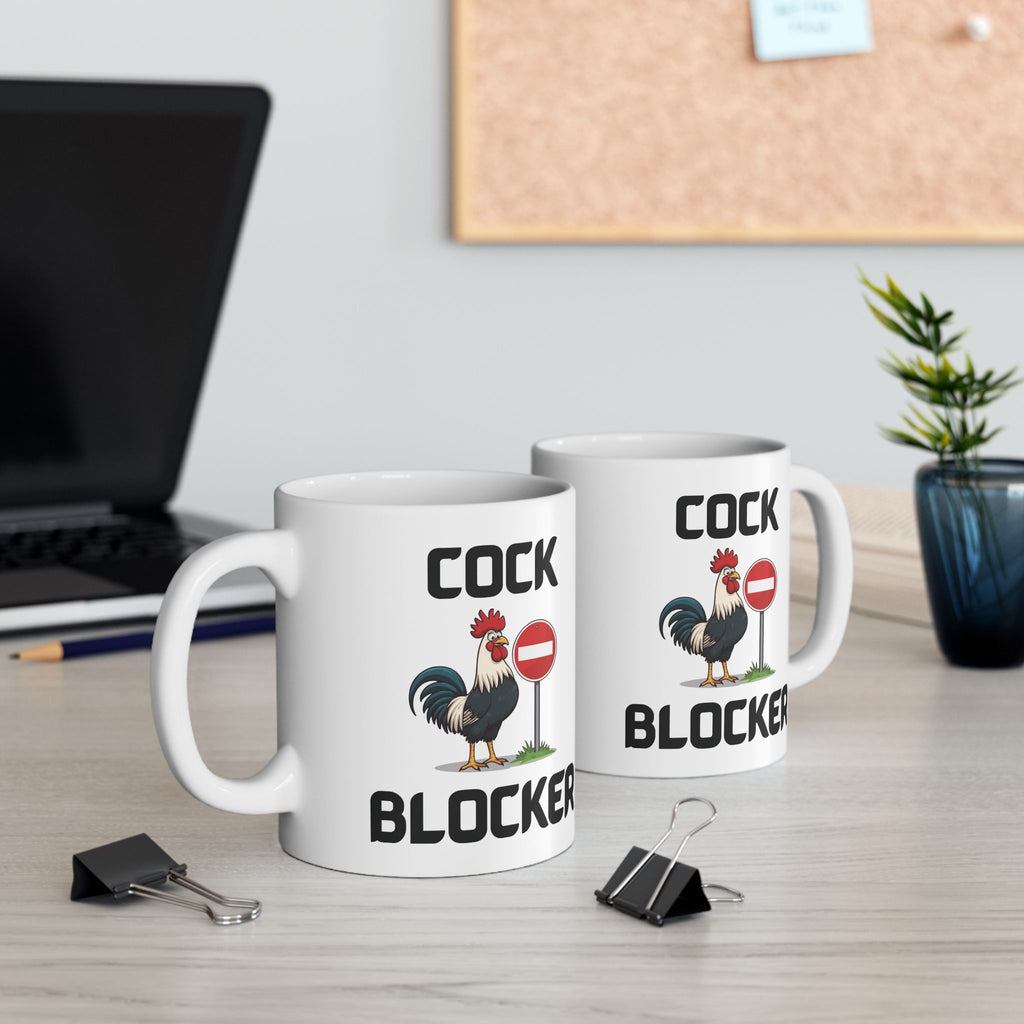 Cock Blocker Funny Mug Cheeky Slang Prank Gift Novelty Coffee Cup