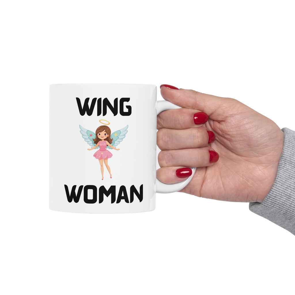 Wing Woman Funny Mug Cheeky Friendship Gift Wordplay Novelty Coffee Cup