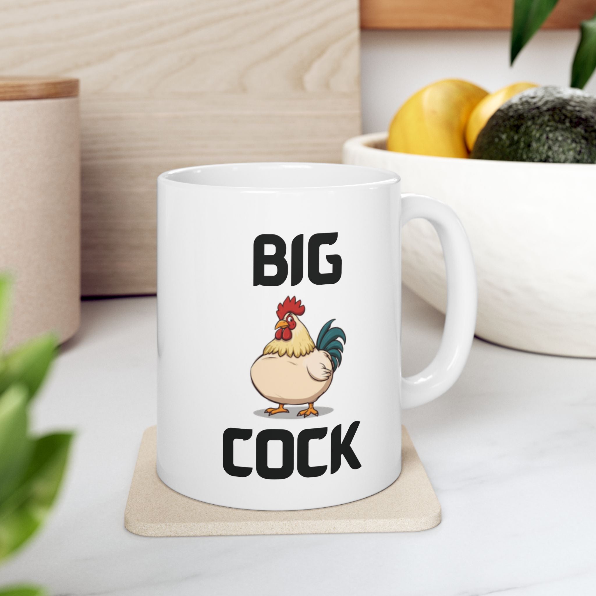Big Cock Funny Mug Cheeky Wordplay Prank Gift Rooster Novelty Coffee Cup