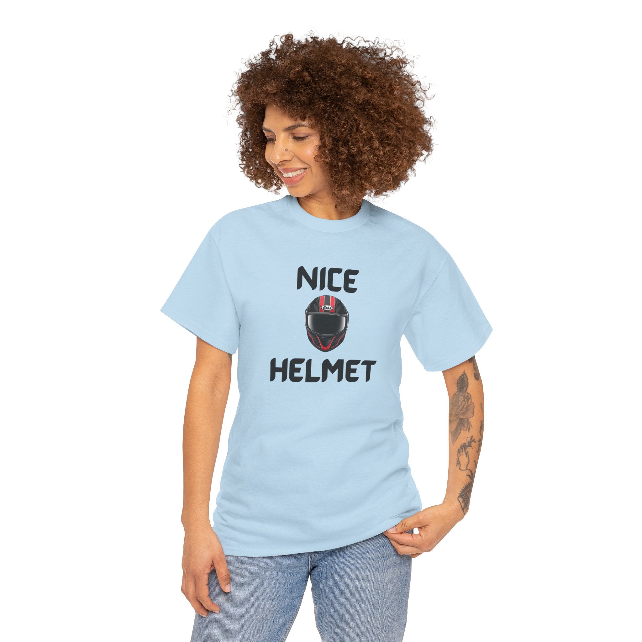 Nice Helmet T-Shirt – Funny Novelty Tee with Cheeky Wordplay