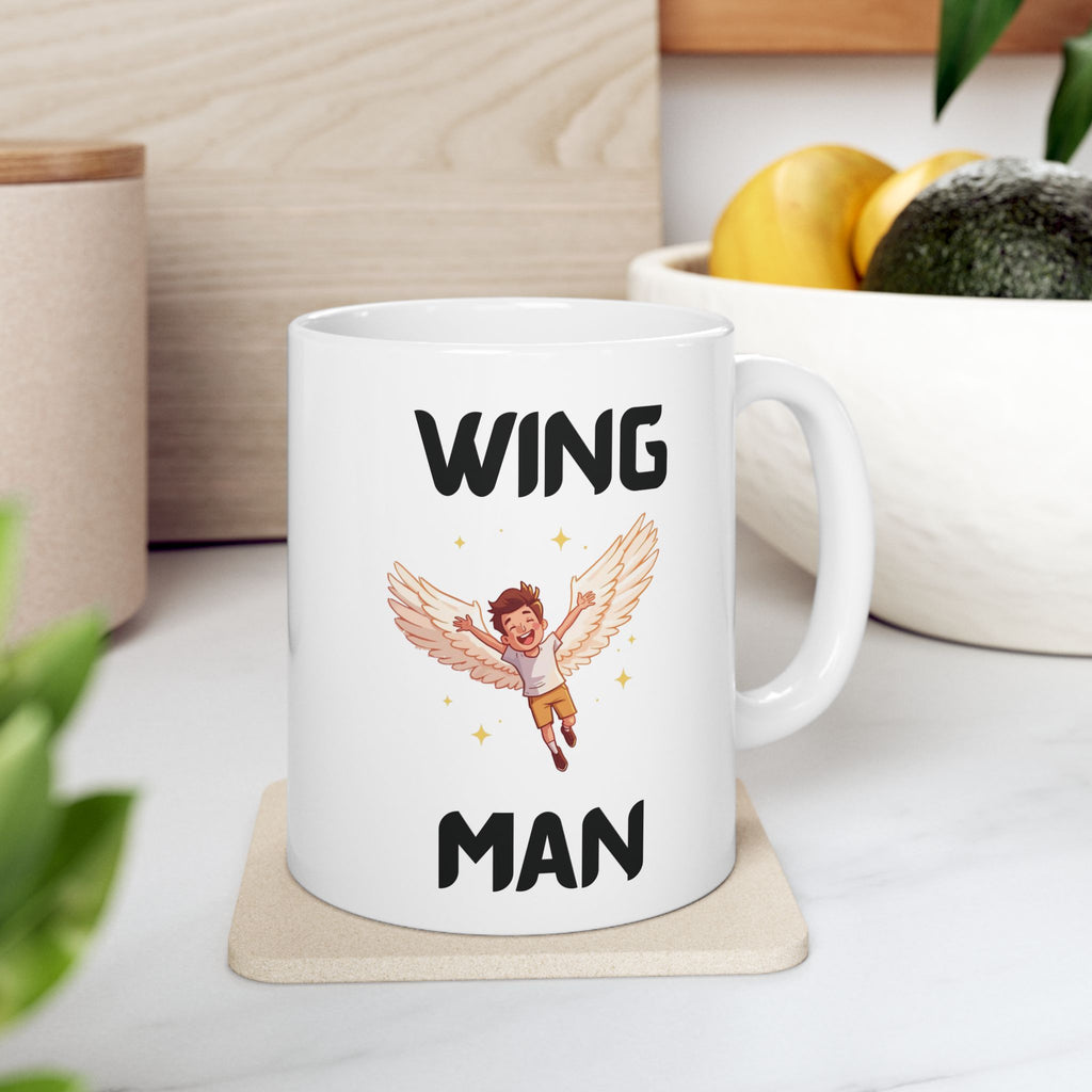 Wing Man Funny Mug Cheeky Friendship Gift Wordplay Novelty Coffee Cup