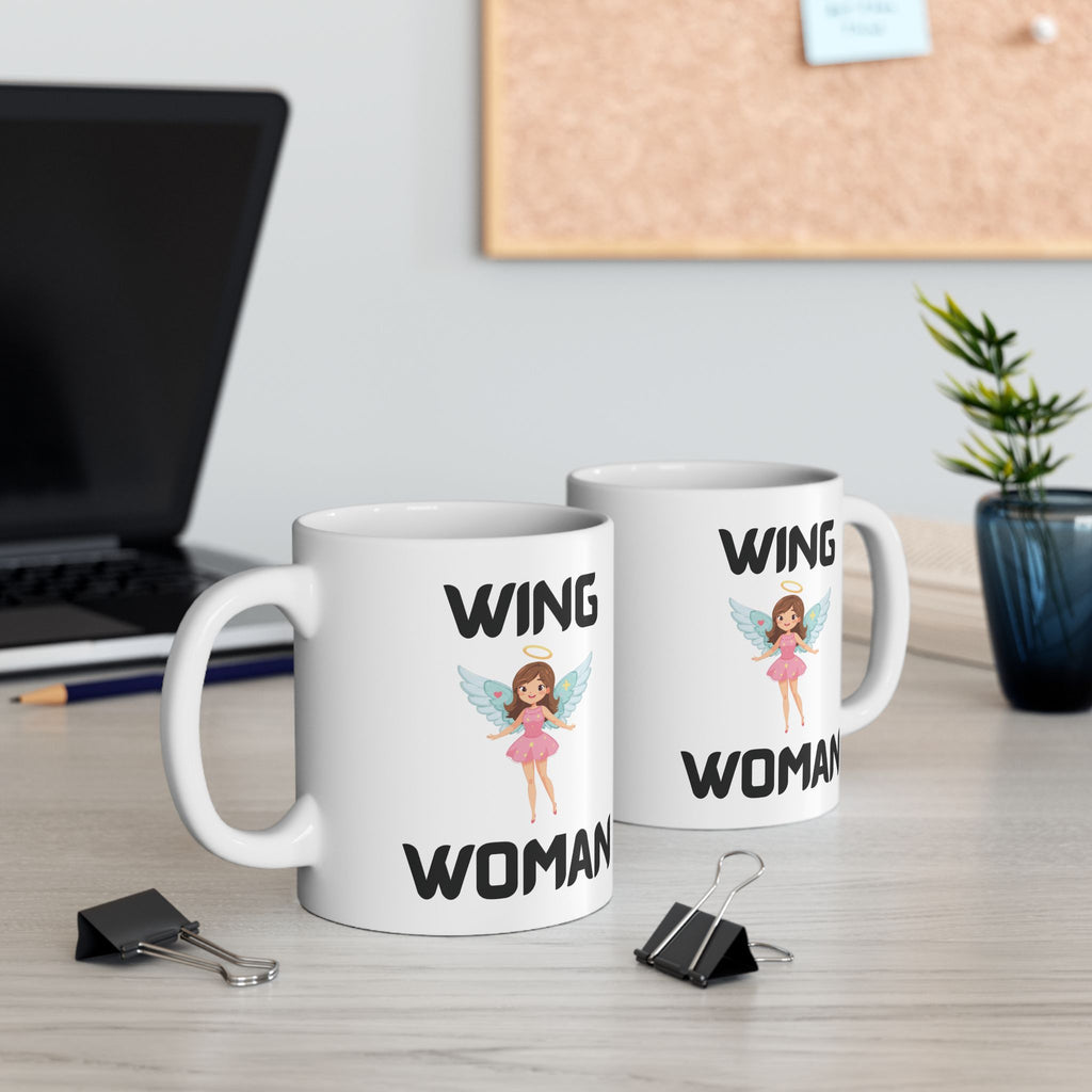 Wing Woman Funny Mug Cheeky Friendship Gift Wordplay Novelty Coffee Cup