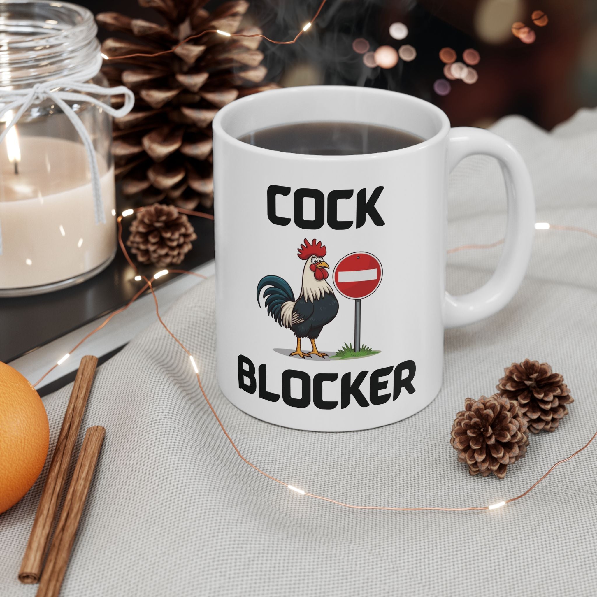 Cock Blocker Funny Mug Cheeky Slang Prank Gift Novelty Coffee Cup