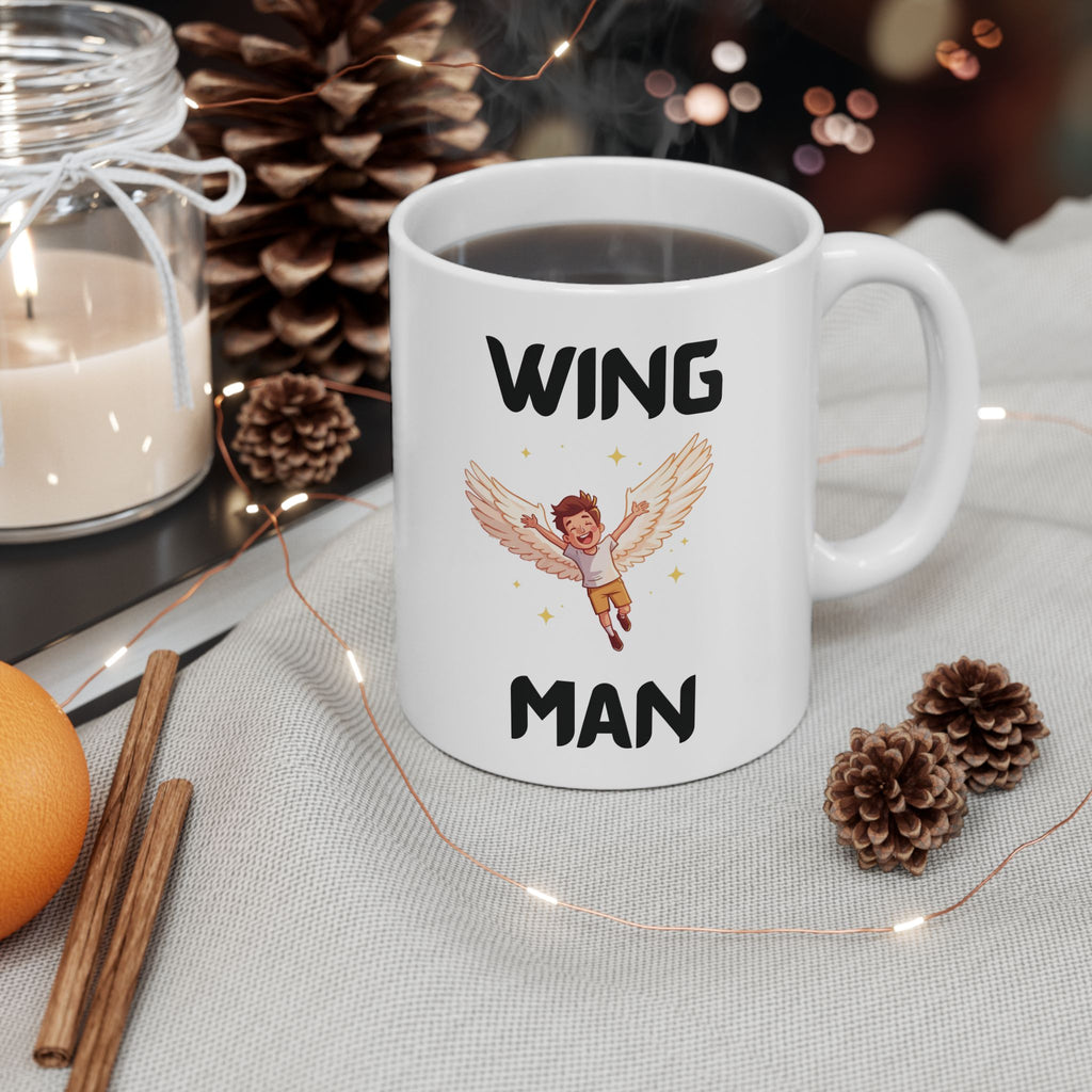 Wing Man Funny Mug Cheeky Friendship Gift Wordplay Novelty Coffee Cup