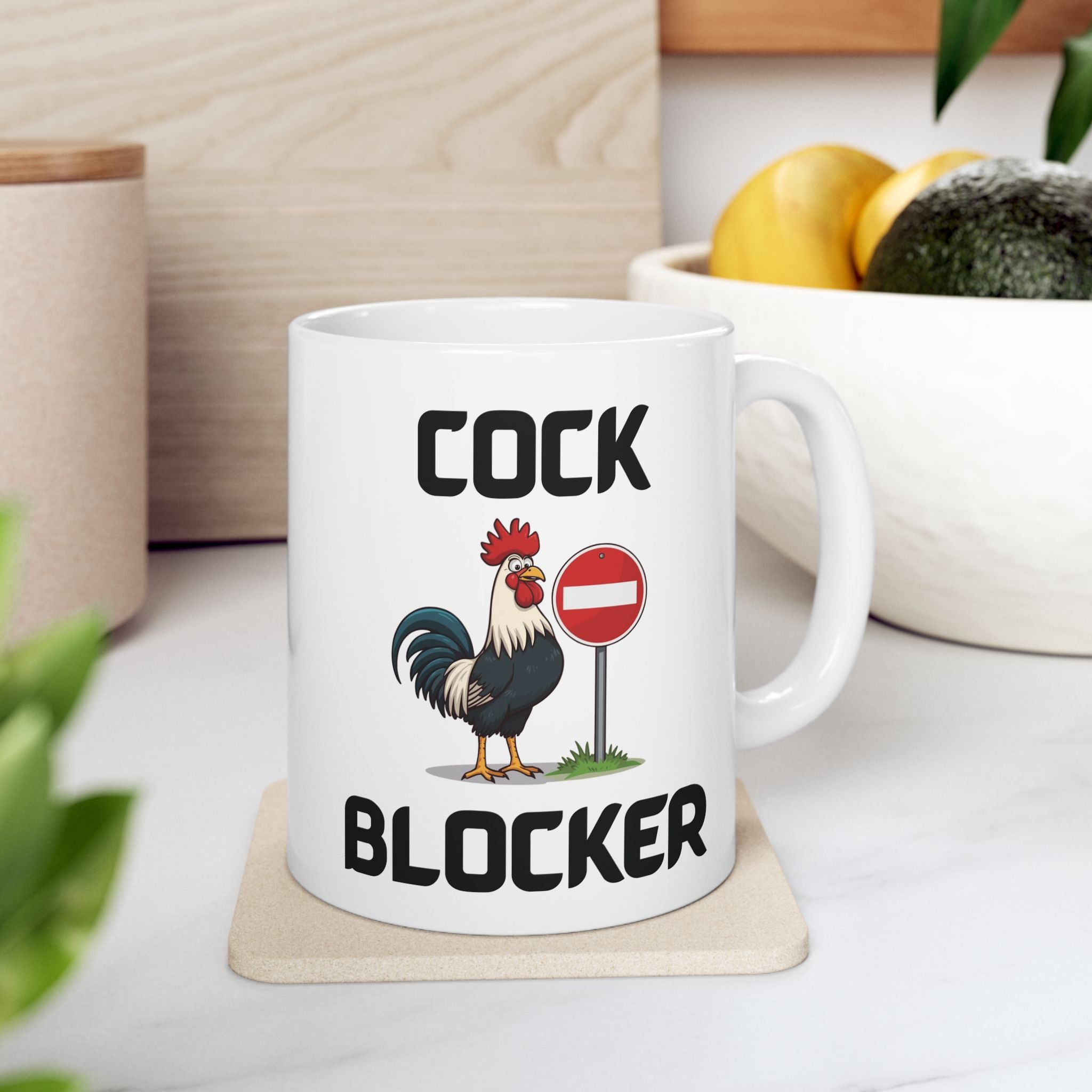 Cock Blocker Funny Mug Cheeky Slang Prank Gift Novelty Coffee Cup