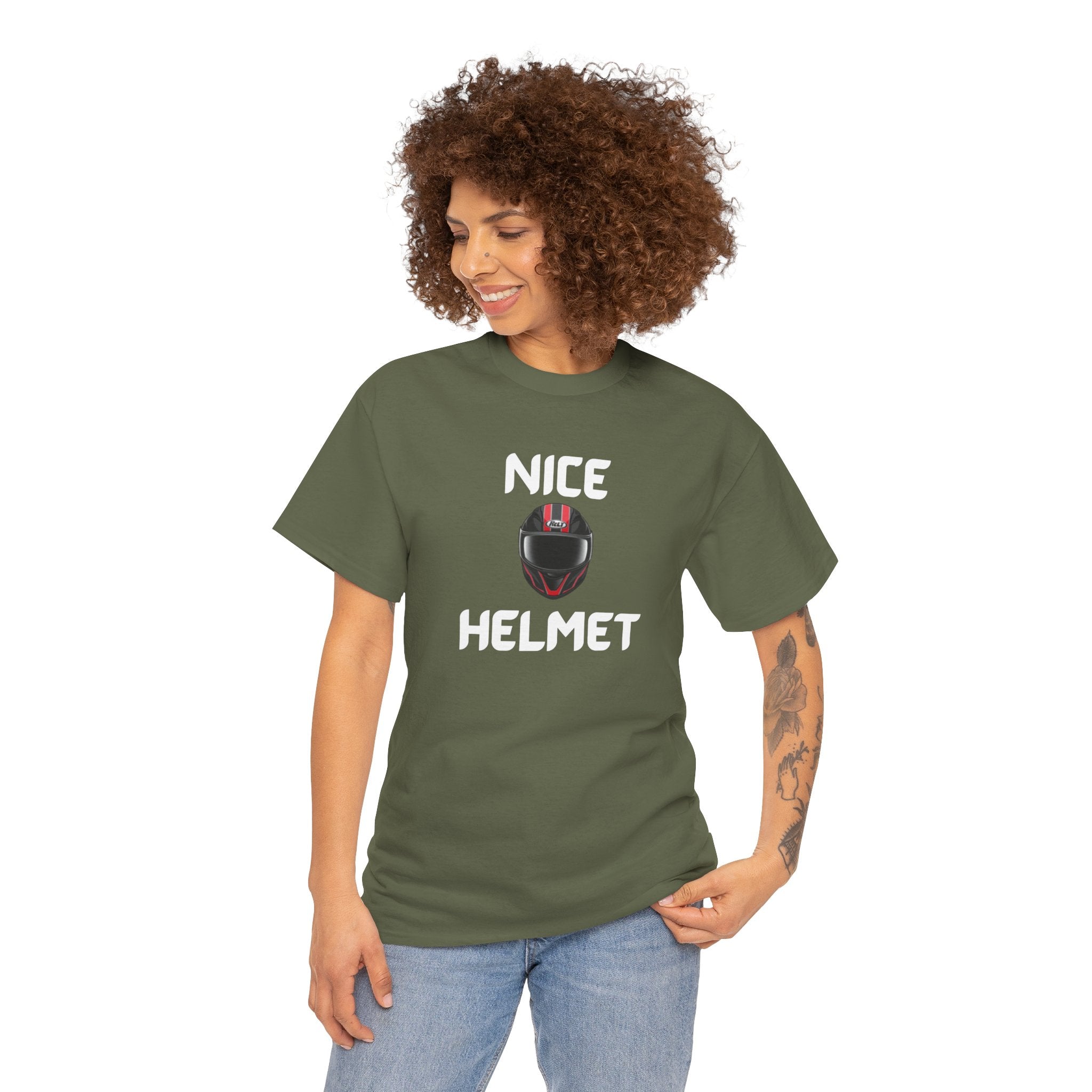 Nice Helmet T-Shirt – Funny Novelty Tee with Cheeky Wordplay