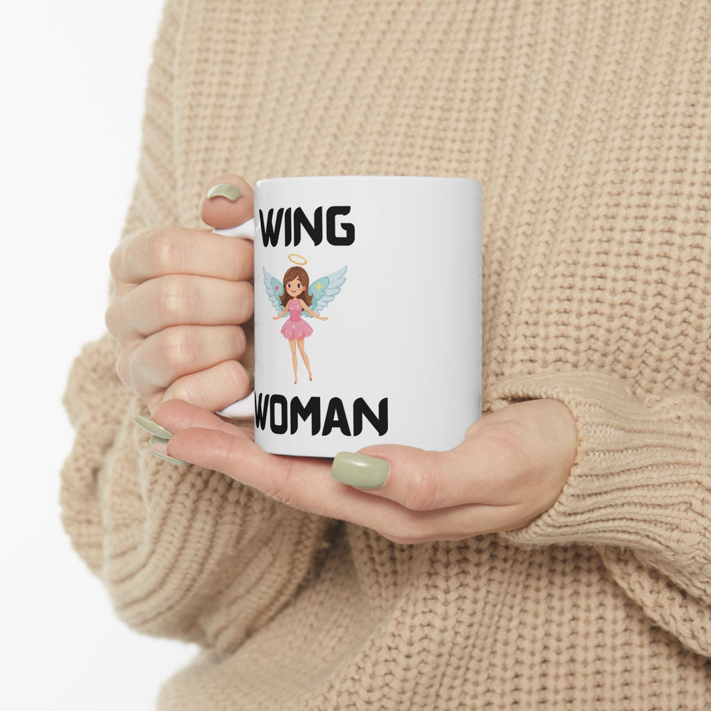 Wing Woman Funny Mug Cheeky Friendship Gift Wordplay Novelty Coffee Cup