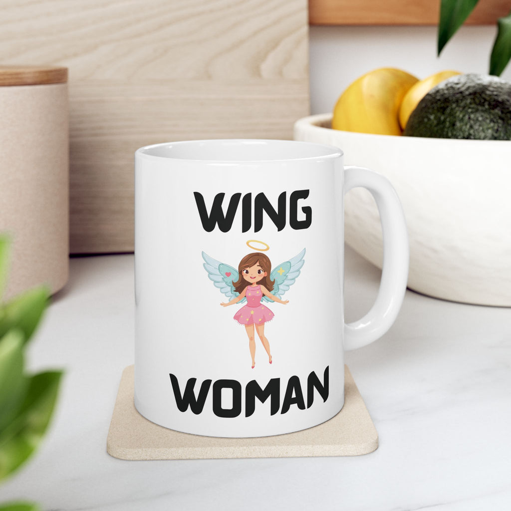 Wing Woman Funny Mug Cheeky Friendship Gift Wordplay Novelty Coffee Cup
